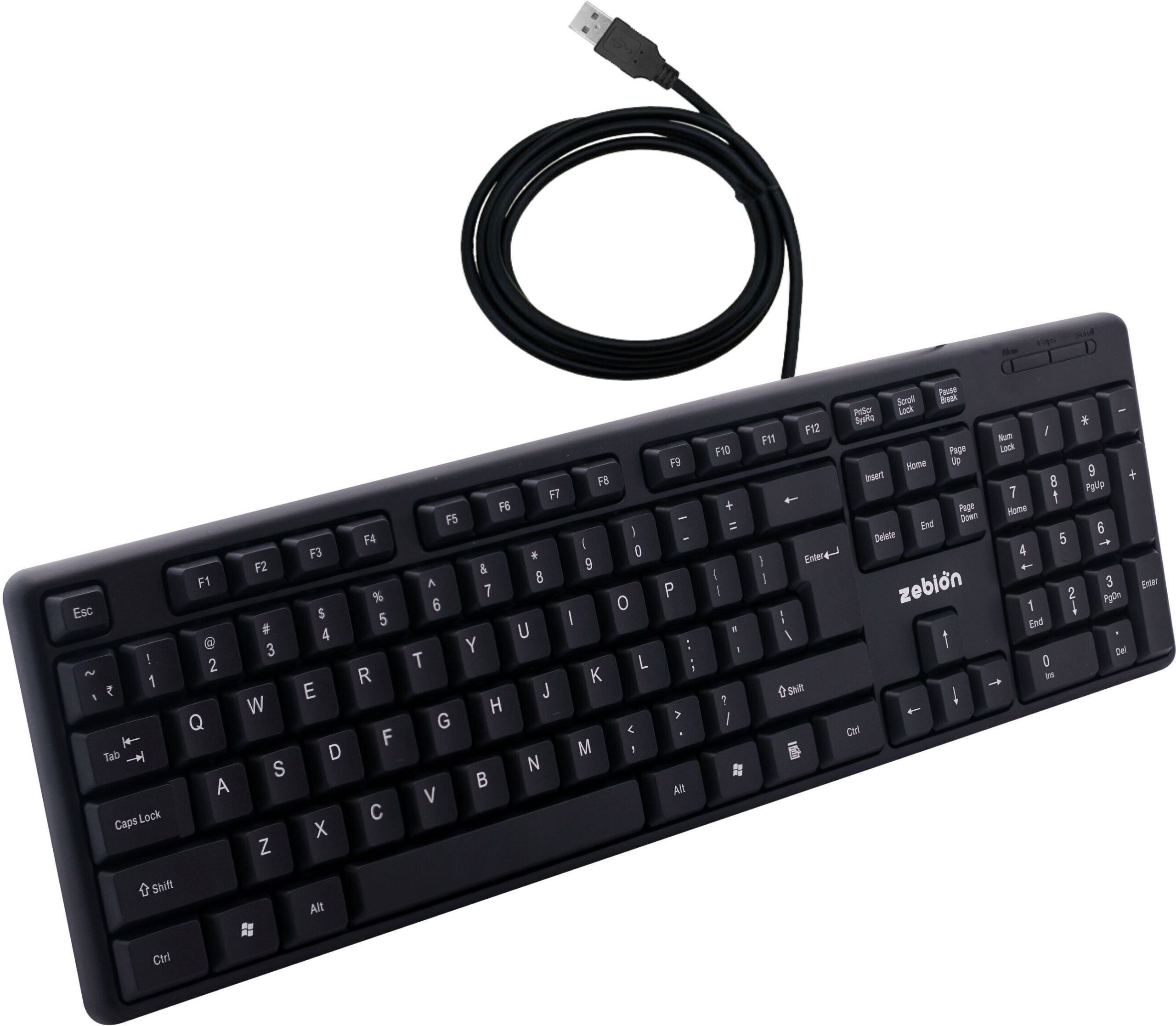 zebion K500 USB Keyboard Wired USB Standard Multi-device Keyboard Compatible with Desktop, Laptop, Mac Easy to Use,Plug and Play,Quick, Comfy Durable body  (Black)