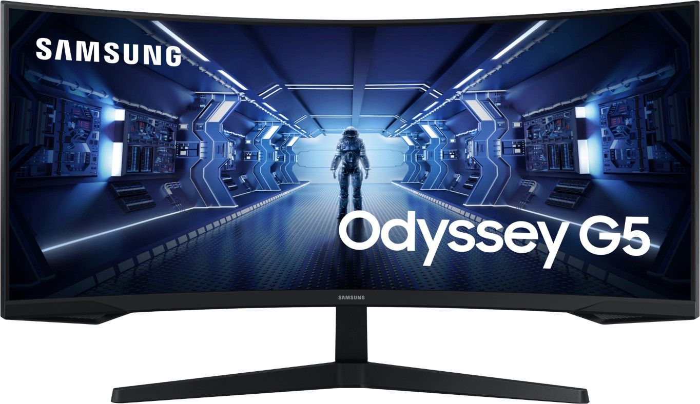 Samsung Odyssey G5 1000R 86.4 cm (34 inch) Curved WQHD VA Panel with HDR 10, Game Style UI, Borderless UltraWide Gaming Monitor (LC34G55TWWWXXL)  (AMD Free Sync, Response Time: 1 ms, 165 Hz Refresh Rate)