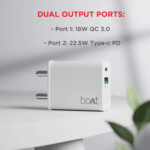 boAt 22.5 W Quick Charge 3 A Wall Charger for Mobile with Detachable Cable  (White, Cable Included) - Image 4