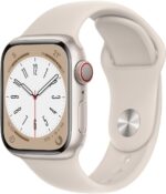 Apple Watch Series 8, 41mm GPS + Cellular ECG app, Temperature sensor, Crash Detection  (Starlight Sport Strap, Regular)