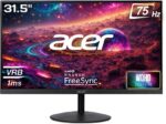 Acer 80.01 cm (32 inch) WQHD LED Backlit IPS Panel with HDR10, VGA, HDMI, 2X1W Inbuilt Speakers, Flicker-less, Blue light Shield, EcoDisplay, VisionCare, Tilt-able Stand, VESA wall Mount Ultra-Thin Monitor (SA322Q U)