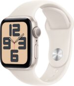 Apple Watch SE 2 GPS 40mm (2nd Gen) Starlight Aluminium with Starlight Sport Band  (Starlight Strap, Free Size)