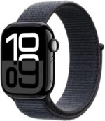 Apple Watch Series 10 GPS 42mm Jet Black Aluminium with Ink Sport Loop  (Ink Strap, Free Size)