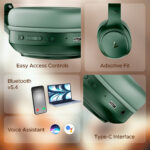 boAt Rockerz 430 w/ Beast Mode(40ms Low Latency),40HRS Playback & 40MM Drivers Bluetooth  (Sage Green, On the Ear) - Image 4