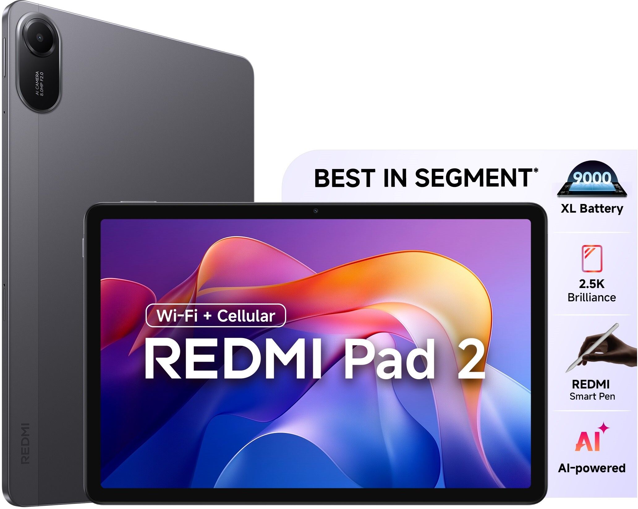 REDMI Pad 2 6 GB RAM 128 GB ROM 11.0 inch with Wi-Fi+4G Gaming Tablet (Graphite Grey)