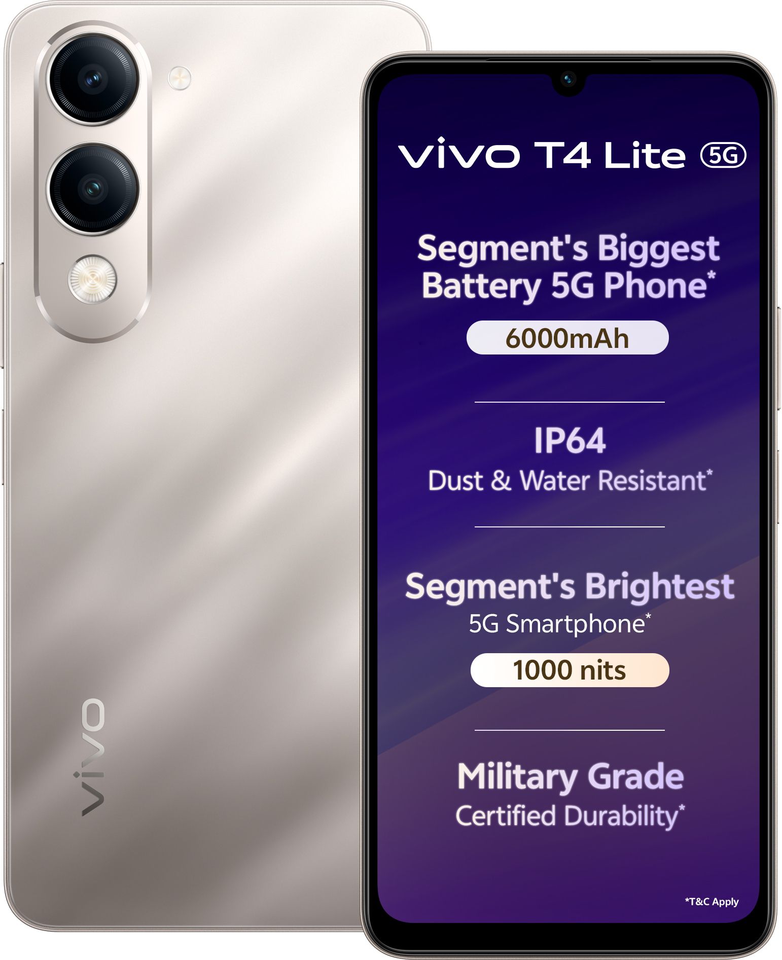 vivo T4 Lite 5G Charger in the Box (Titanium Gold, 256 GB)  (8 GB RAM)
