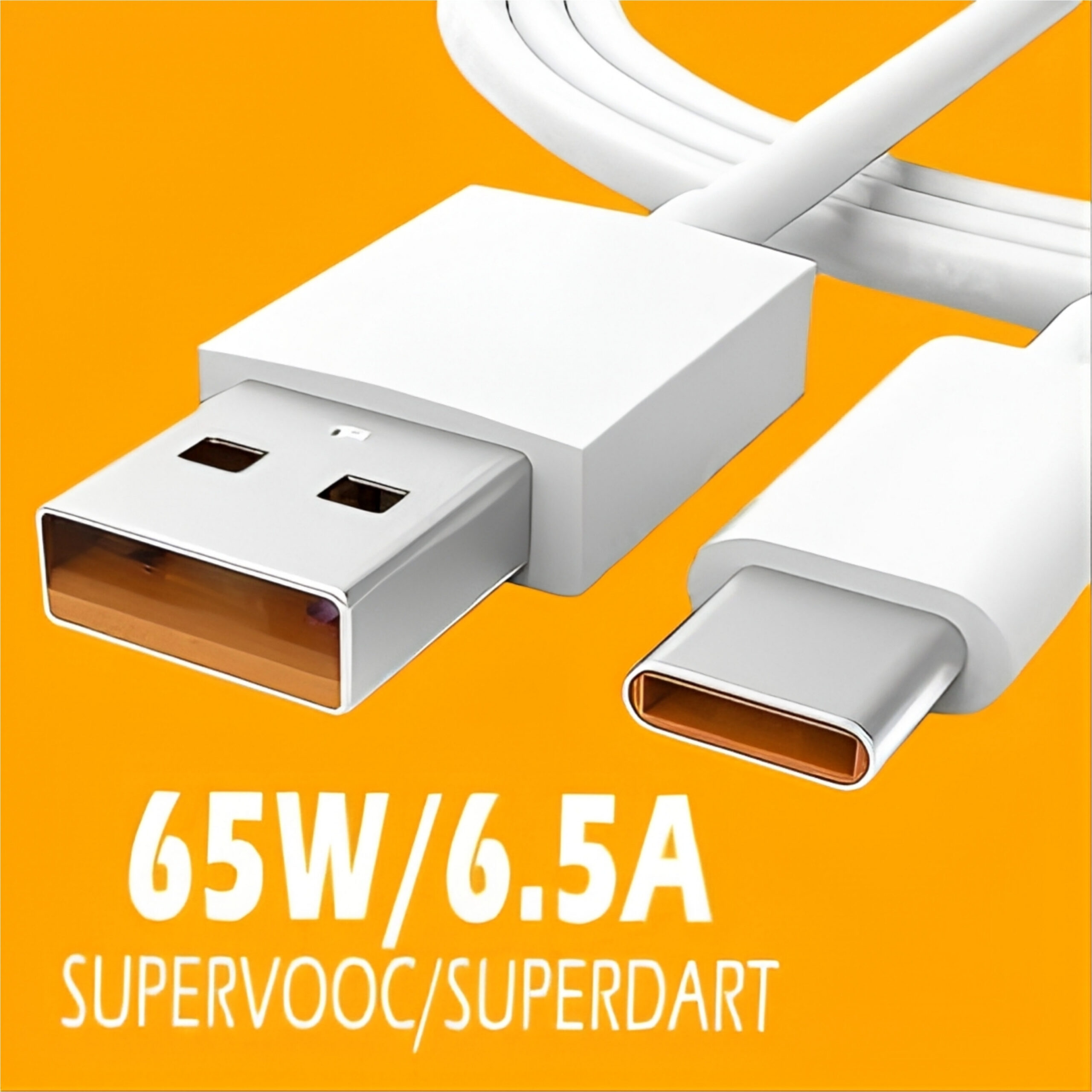 MATSV USB Type C Cable 6.5 A 1 m original SUPER DART|SUPER VOOC|DART Fast Charging Cable 65W  (Compatible with Android phones, oppo, realme, narzo, OnePlus, White, One Cable)