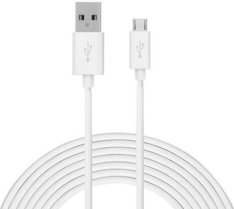TROST Micro USB Cable 2 A 3 m Extra Long (3 Mtr) Charging/Sync A Plus Champ  (Compatible with Karbonn A Plus Champ, White, One Cable)