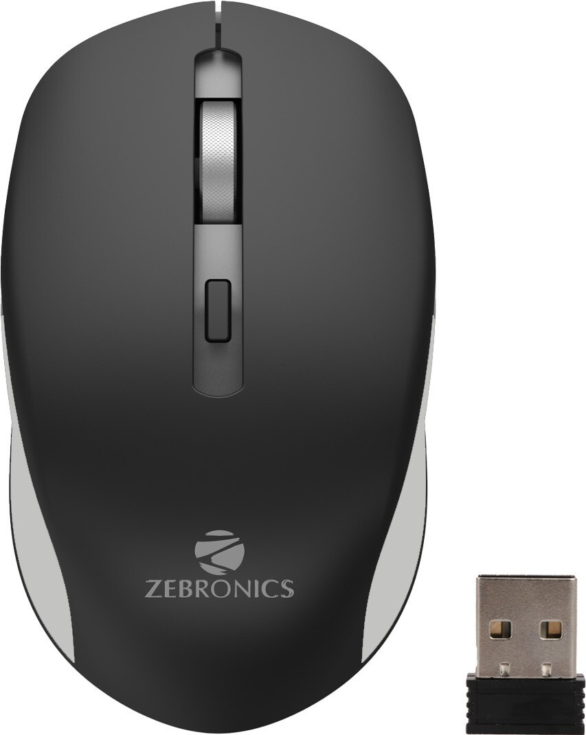 ZEBRONICS Jaguar Wireless Ambidextrous Optical Mouse Wireless Mouse, High Precision, 4 Buttons, Plug & Play Ambidextrous  (2.4GHz Wireless, Black)