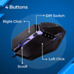 ZEBRONICS ZEB PHERO with DPI Switch, High Precision, Plug & Play, 4 Buttons Wired Ambidextrous Optical Gaming Mouse - Image 3